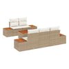 vidaXL Tr&auml;dg&aring;rdsoffset med kudde 6 pcs Beige Poly rattan