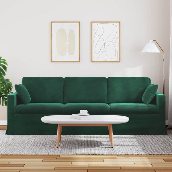 vidaXL Soffa M&ouml;rkgr&ouml;n 228 x 78 x 80 cm Sammet