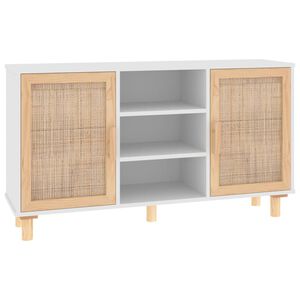 vidaXL Sk&auml;nk vit 105x30x60 cm massiv furu och naturlig rotting