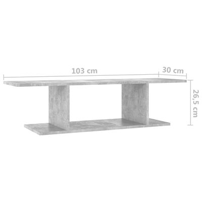 vidaXL Väggmonterat tv-skåp betonggrå 103x30x26,5 cm