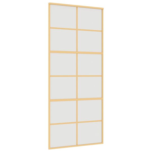 vidaXL Skjutdörr guld 90x205 cm frostat ESG-glas och aluminium