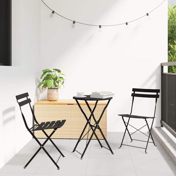 vidaXL F&auml;llbart bistroset 3 pcs Antracit St&aring;l