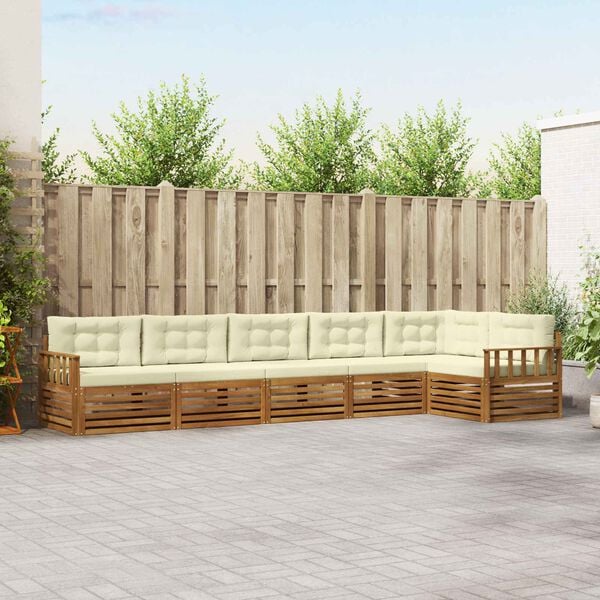 vidaXL Utomhussoffset med kudde 6 pcs Naturlig och Gr&auml;dde