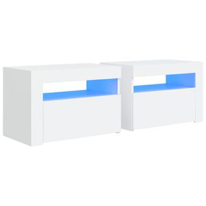 vidaXL S&auml;ngbord med LEDs 2 st vit 60x35x40 cm