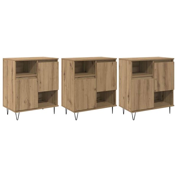 vidaXL Sideboard 3 pcs Artisan Ek 60 x 35 x 70 cm