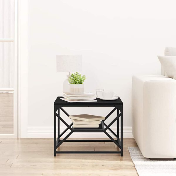 vidaXL Kaffeebord Svart ek 51 x 50 x 40 cm Ingenj&ouml;rstr&auml; och st&aring;l