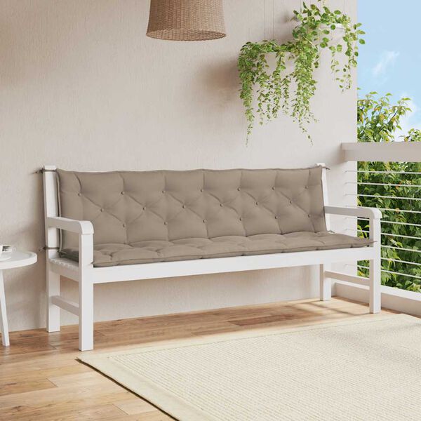 vidaXL B&auml;nkdyna f&ouml;r tr&auml;dg&aring;rden taupe 200x(50+50)x7 cm oxfordtyg
