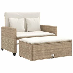 vidaXL Tr&auml;dg&aring;rdssoffa 2-sits med dynor konstrotting beige