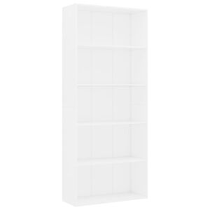 vidaXL Bokhylla 5 hyllor vit 80x30x189 cm konstruerat tr&auml;