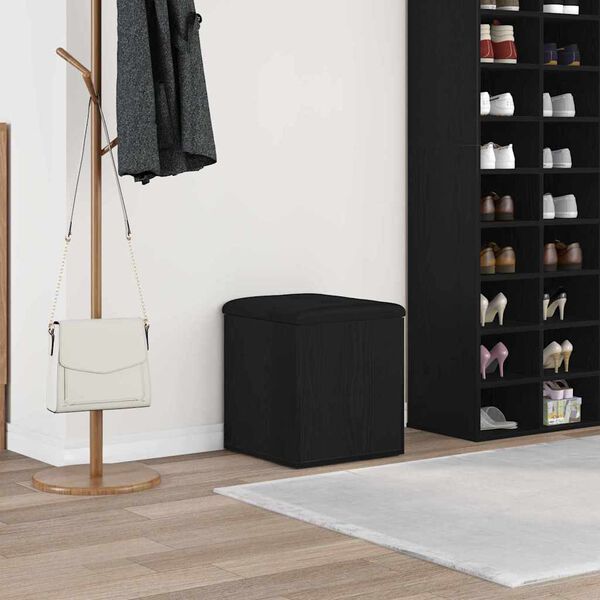 vidaXL F&ouml;rvaringsb&auml;nk Svart Ek 42 x 42 x 45 cm Konstruerat tr&auml;