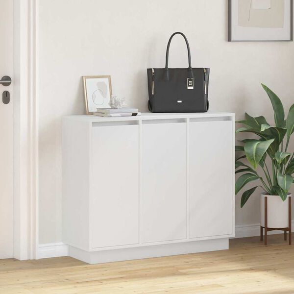 vidaXL LED-sido bord med hylla Vit 90 x 32 x 75 cm Konstruerat trä