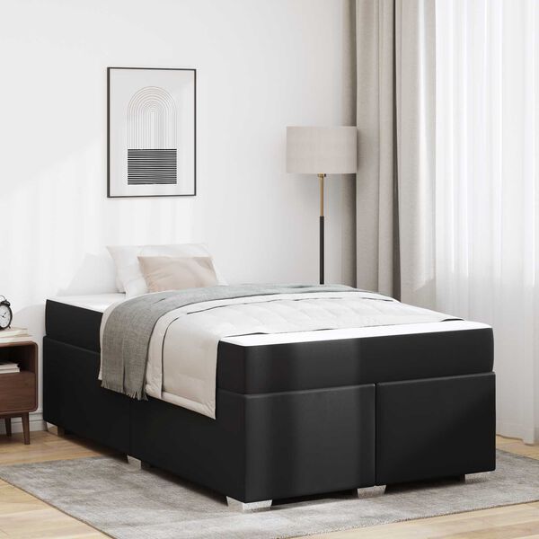 vidaXL S&auml;ngram med madrass Svart 120 x 200 cm tyg