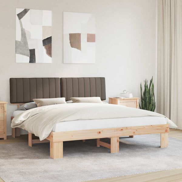 vidaXL S&auml;ngram med Kl&auml;dd Huvudgavel Taupe 180 x 200 cm Massiv furu