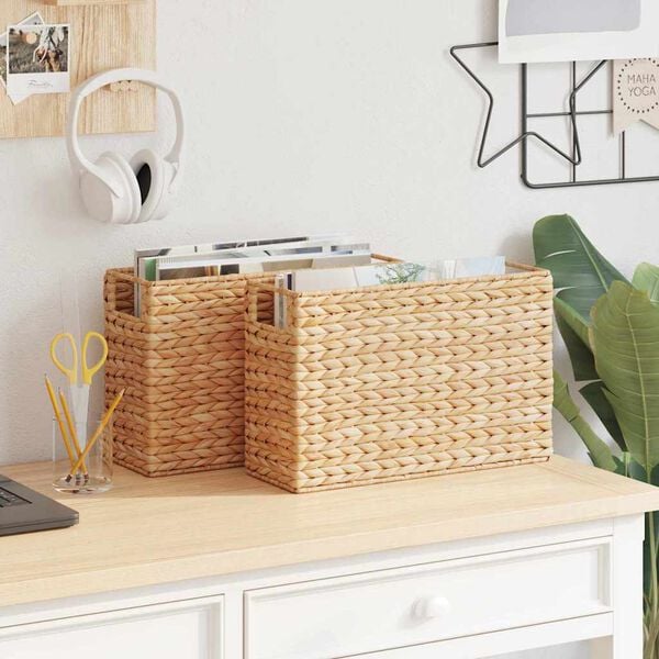 vidaXL Tidningkorgar 2 pcs Naturf&auml;rg 39 x 14 x 25 cm Vattenhyacint