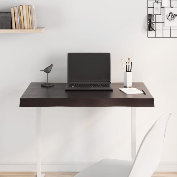 vidaXL Bordsskiva m&ouml;rkbrun 80x40x(2-6) cm massivt tr&auml; levande kant