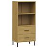 vidaXL Bokhylla med 2 l&aring;dor OSLO brun 60x35x128,5 cm massivt tr&auml;