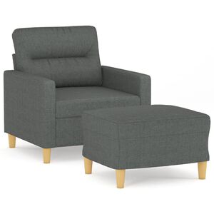 vidaXL F&aring;t&ouml;lj med fotpall m&ouml;rkgr&aring; 60 cm tyg