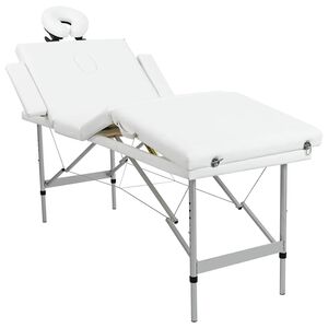 vidaXL Hopf&auml;llbar massageb&auml;nk med 4 sektioner aluminiumram gr&auml;ddvit