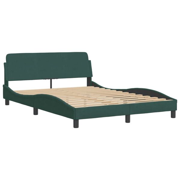 vidaXL Bed Frame "Dover" Dark Green 140x190 cm Velvet