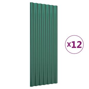 vidaXL Takpl&aring;t 12 st galvaniserat st&aring;l gr&ouml;n 100x36 cm