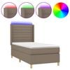 vidaXL Rams&auml;ng med madrass & LED taupe 90x200 cm tyg