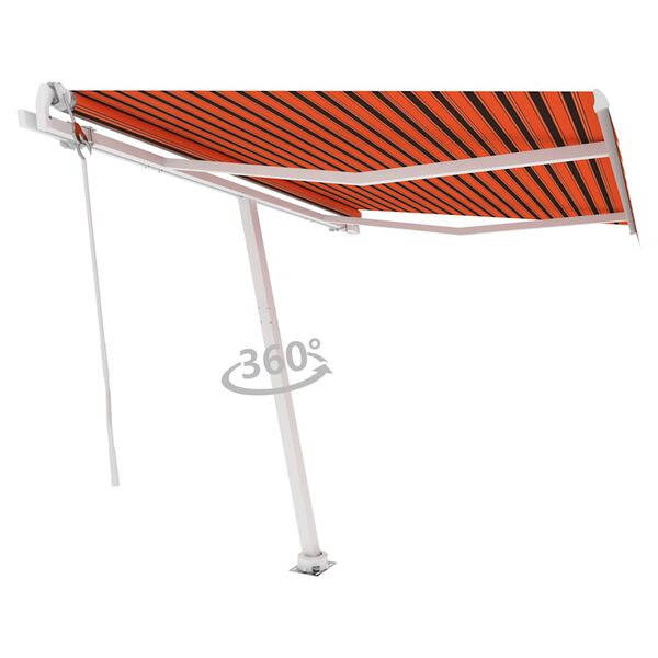 vidaXL Frist&aring;ende markis automatisk 300x250 cm orange/brun