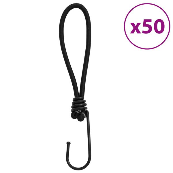 vidaXL Gummistroppar med krok 50 st 17 cm