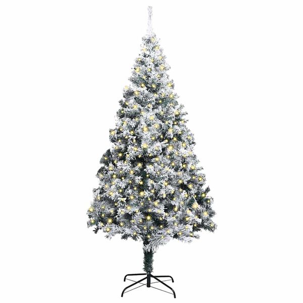 vidaXL Konstgjord f&ouml;rbelyst julgran med 300 LED-lampor Gr&ouml;n 400 cm PVC