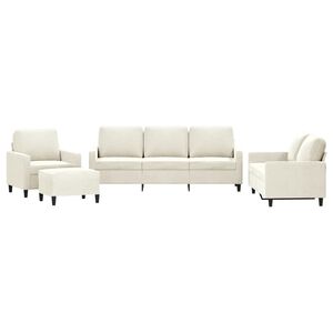 vidaXL Soffgrupp med dynor 4 delar gr&auml;ddvit sammet