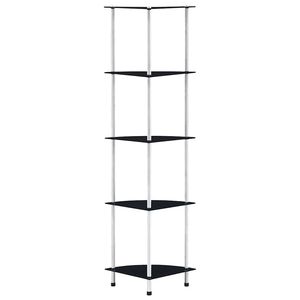 vidaXL Hylla 5 hyllplan svart 30x30x130 cm h&auml;rdat glas
