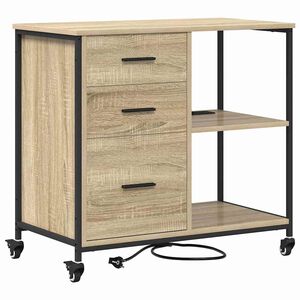 vidaXL Sk&aring;p med laddstation 76 x 41 x 72 cm Konstruerat tr&auml; Sonoma-ek