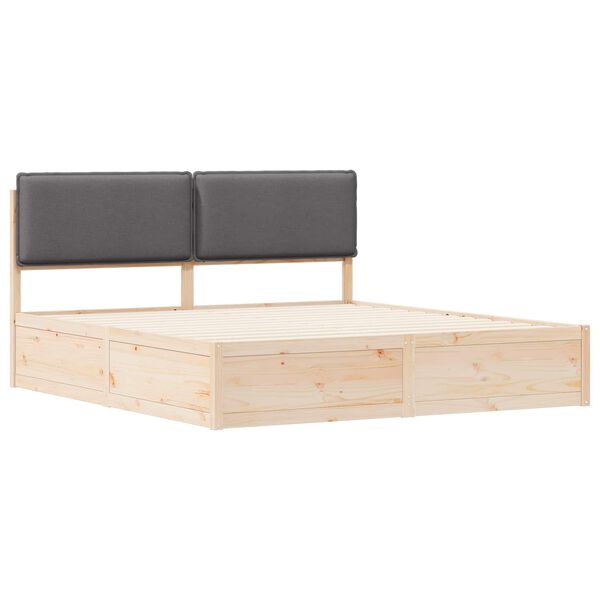 vidaXL S&auml;ngram med Kl&auml;dd Huvudgavel M&ouml;rkgr&aring; 200 x 200 cm Massiv furu