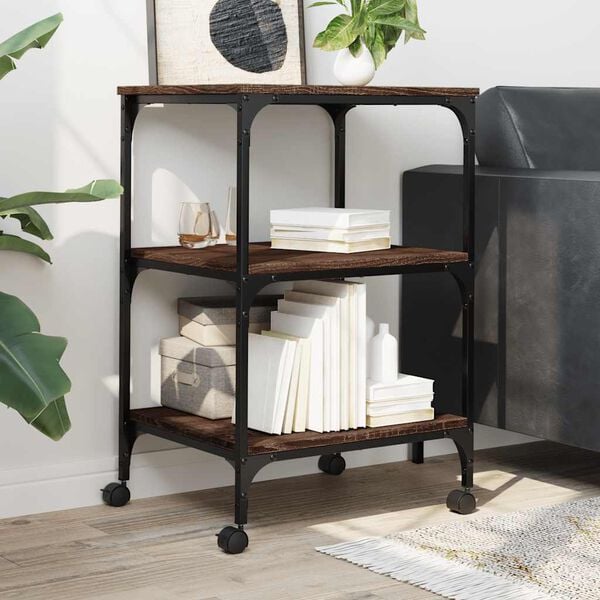 vidaXL Skrivarställ 3 hyllor brun ek 50x41x75 cm konstruerat trä