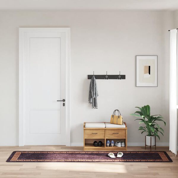 vidaXL Matta tvättbar 80x300 cm svart och guld halkfri