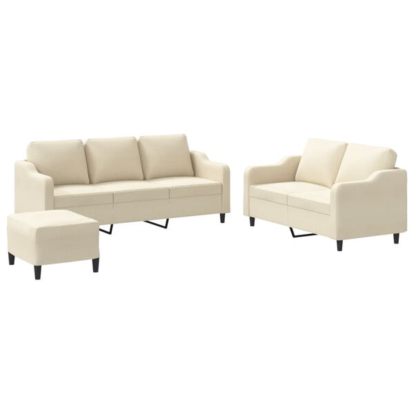 vidaXL Soffgrupp med dynor 3 delar Gr&auml;ddvit tyg