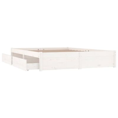 vidaXL Sängram med lådor vit 200x200 cm