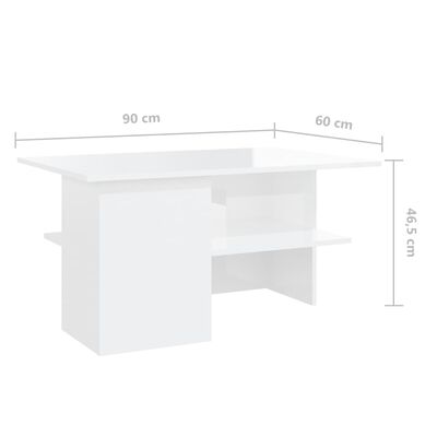 vidaXL Soffbord vit högglans 90x60x46,5 cm konstruerat trä