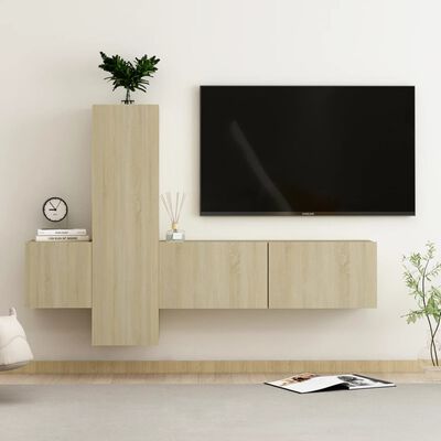 vidaXL TV-skåp 3 delar sonoma-ek konstruerat trä