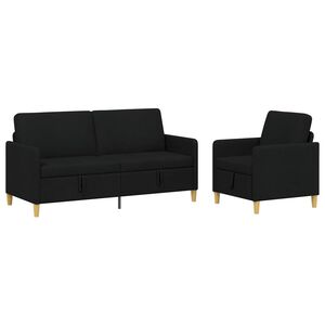vidaXL Soffgrupp med f&ouml;rvaring 2 st Svart Polyester