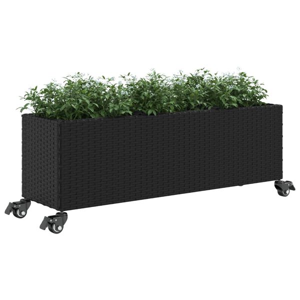 vidaXL Odlingsl&aring;dor med hjul 2 st svart 107x32x38 cm konstrotting