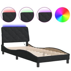 vidaXL Bed Frame with LED without Mattress Black 80x200 cm Velvet
