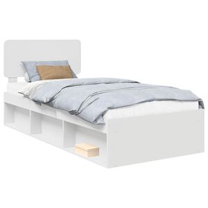 vidaXL S&auml;ngram med huvudgavel Vit 90 x 190 cm Massiv furu