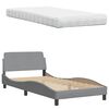 vidaXL Bed with Mattress Light Grey 100x200 cm Fabric
