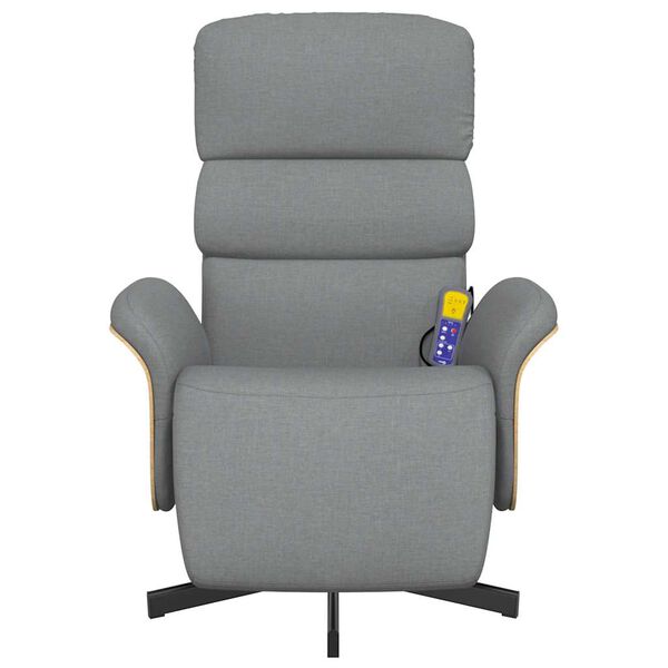 vidaXL Massagef&aring;t&ouml;lj med fotst&ouml;d ljusgr&aring; tyg