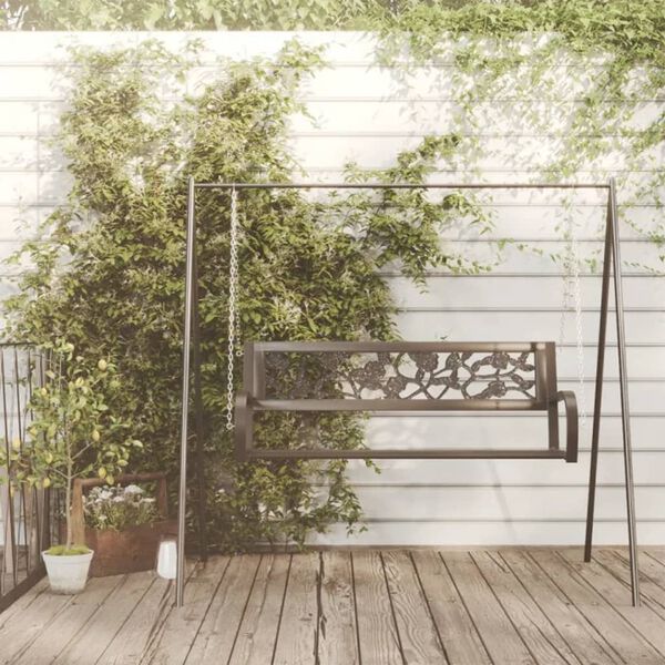 vidaXL Gungbänk 125 cm stål och plast svart