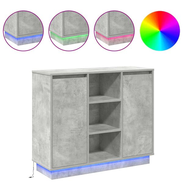vidaXL LED-sido bord Betonggr&aring; 90 x 32 x 75 cm Konstruerat tr&auml;