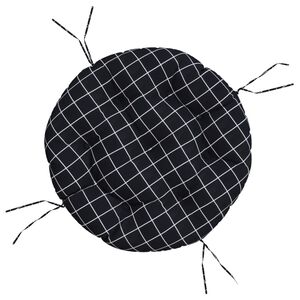 vidaXL Rund dyna svartrutig &Oslash; 60 x11 cm oxfordtyg