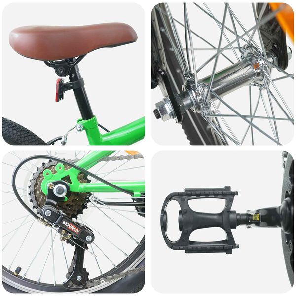 vidaXL Kids Mountain Bike 20 Tum 6-Speed f&ouml;r 5-8 &aring;r gammal Gr&ouml;n