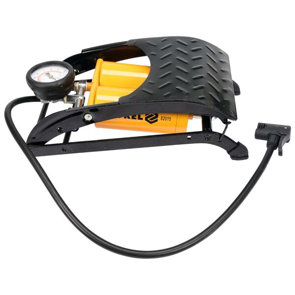 VOREL Fotpump med tryckm&auml;tare dubbla cylindrar