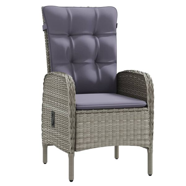 vidaXL Matgrupp för trädgården med dynor 7 delar grå och svart